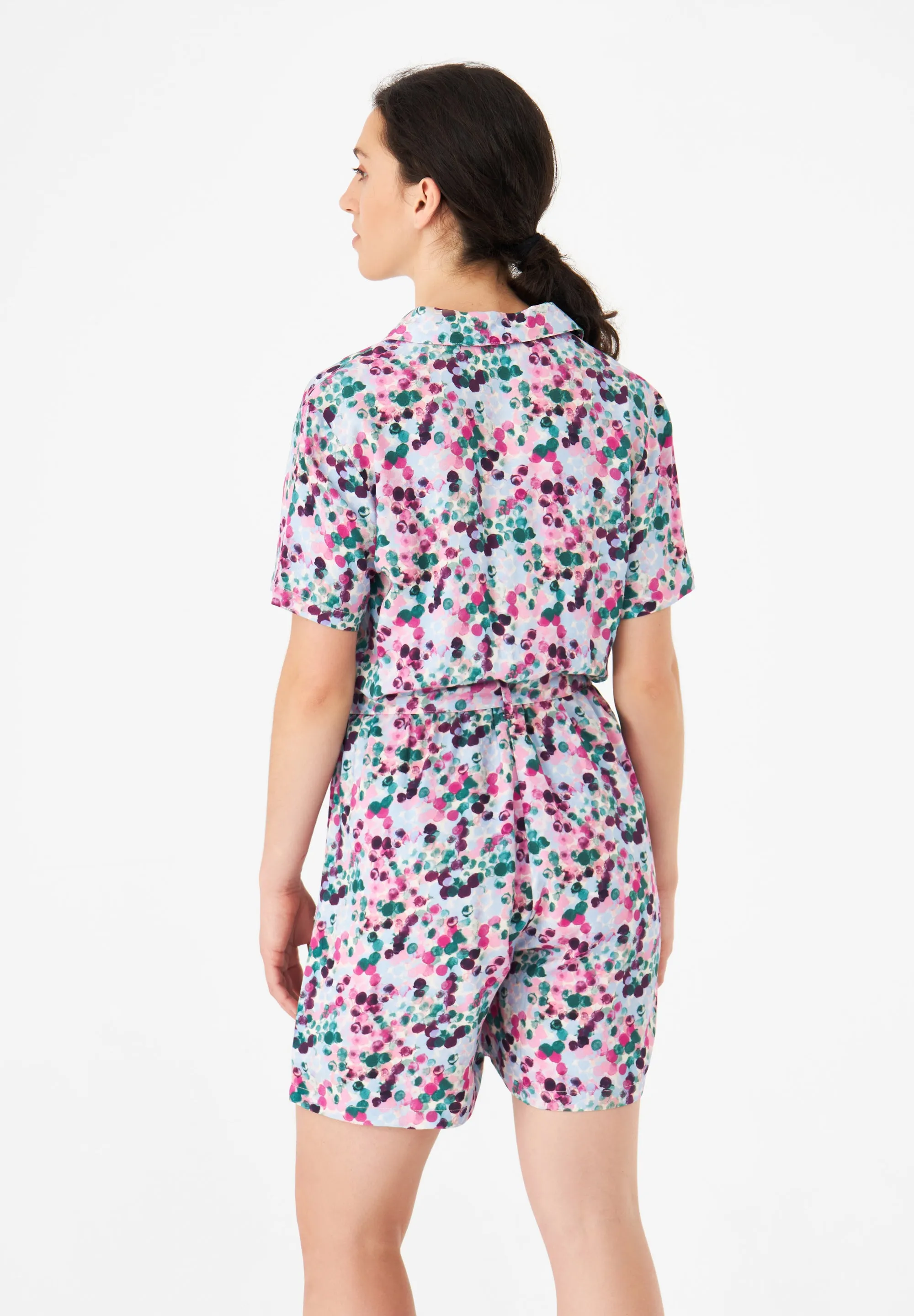 Waisted Jumpsuit GBCASSIE From LENZING™ ECOVERO™ With Belt - Green / Violet (Bubbles) Givn Berlin